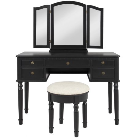 Best Choice Products Bathroom Bedroom Tri Mirror Vanity Set Makeup Table And Bench Hair Dressing Organizer In Black New